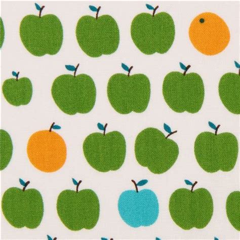 White Fruit Apple Orange Cotton Fabric From Japan Fabric By Japanese