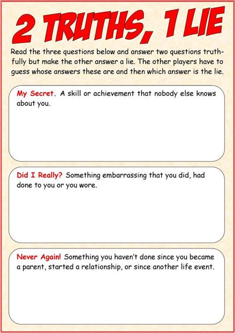 Two Truths One Lie Shower Game Cards ~ Immediate Download