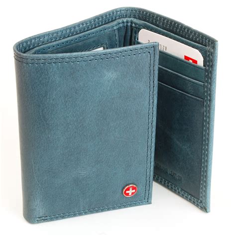 Alpine Swiss Mens Trifold Wallet Genuine Leather Card Case Id Window