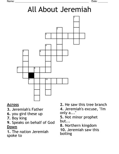 All About Jeremiah Crossword Wordmint