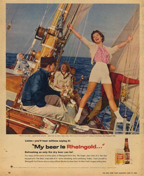 miss rheingold beer emily banks ad 1960 aboard a sailboat with friends nyt