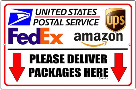 Please Deliver Packages Here Arrows Down Metal Sign Ups