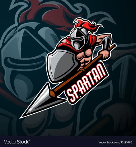 Spartan Mascot Sport Esport Logo Design Royalty Free Vector