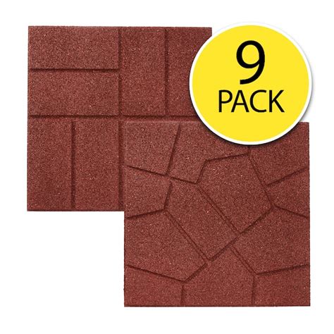 Rubberific 16 In L X 16 In W X 075 In H Square Red Rubber Paver In The