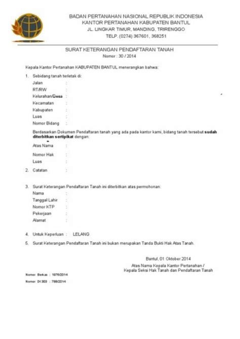 Gambar Surat Pernyataan Ganti Blanko Sertifikat Tanah Terlengkap