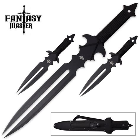 Fantasy Master Fang Clan 3 Piece Short Sword And Twin Dagger Set With