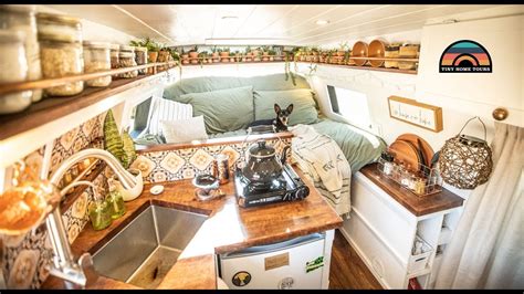 Her Bohemian Camper Van Tiny House Solo Female Van Life On The Road
