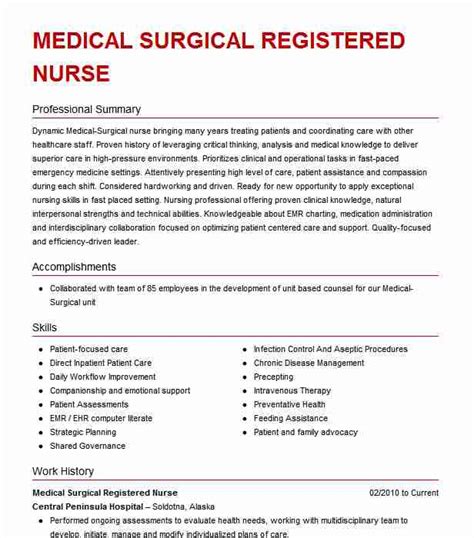 Useful cv writing guide for nurses applying for nhs posts or to private practices and hospitals. Medical Surgical Registered Nurse Resume Example Salina ...