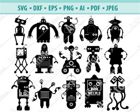 Craft Supplies And Tools Clip Art And Image Files Robot Svg Dxf Pdf