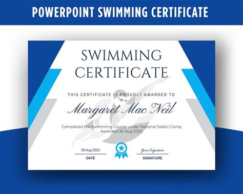 Swimming Certificate 20 Swimming Award Swimming Achievement