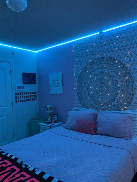 Got Led Lights And Now I M Obsessed In 2021 Light Blue Bedroom Grey Room Ideas Bedroom