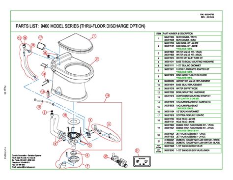 Sealand Dometic 9400 Rush Flush Thru Floor Toilet Spare Parts