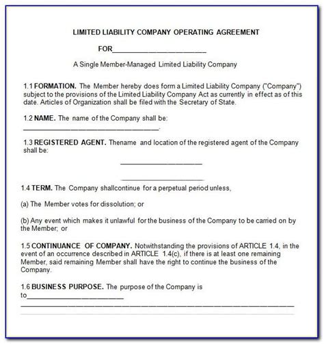 Llc Operating Agreement Form California