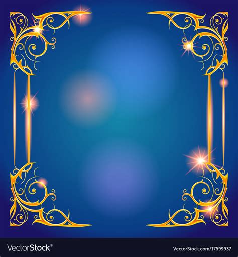 Gold And Blue Holiday Frame Royalty Free Vector Image