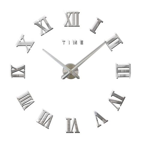Buy Silver Fas1 Modern Diy Large Wall Clock Big Watch Decal 3d Stickers Roman Numerals Wall