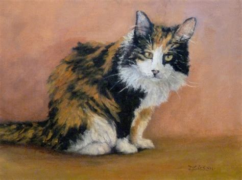 Daily Painting Projects Wary Calico Oil Painting Cat Pet Portrait Art