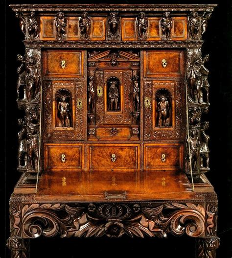 Furniture Desk Genoese 16th Century Walnut Drop Front Renaissance