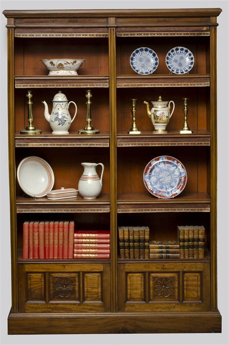 Antique Victorian Walnut Open Bookcase English Walnut Bookcases