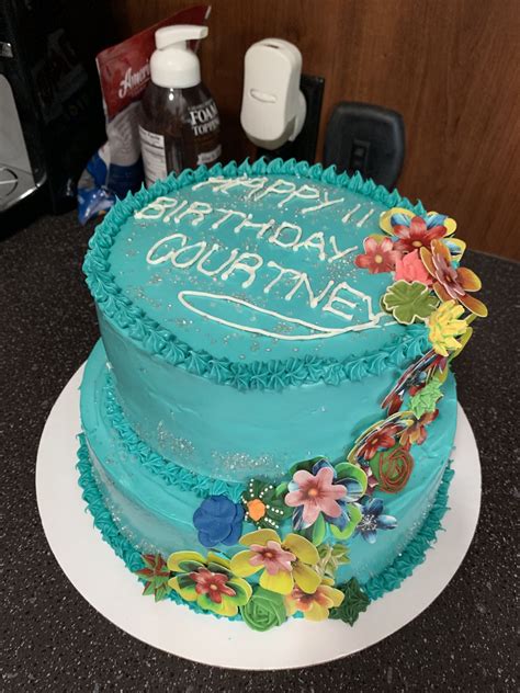 Flower Teal Cake Teal Cake Cake Birthday Cake