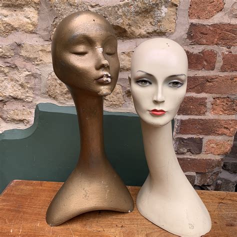 Mannequin Heads Swan Necked True Vintage Mid Century Female Lady Faces