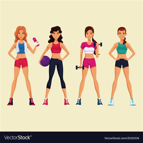 Fitness Womens Cartoons Royalty Free Vector Image