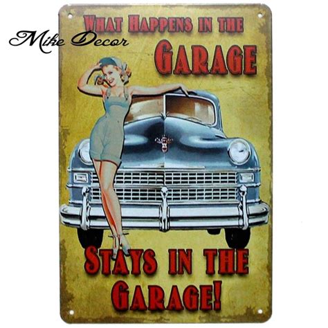 Mike86 Greased Lightning Pin Up Lady Metal Tin Sign Vintage Art