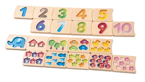 Natural Wood Montessori Educational Numbers Tile Set Toddler Etsy