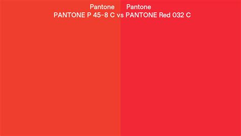 Pantone P 45 8 C Vs Pantone Red 032 C Side By Side Comparison