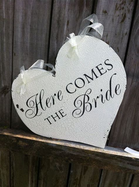 Here Comes The Bride Sign Heart Shaped Wedding By Vintageshore 4500