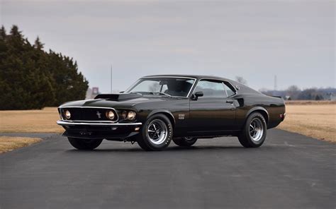 1969 Cars Fastback Ford Mustang Boss 429 Black Jade Wallpaper