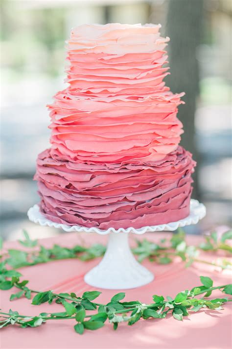 Austin Bridals The Ranch Austin Pink Ombre Ruffle 3 Tier Wedding