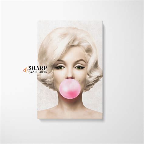 Marilyn Monroe Bubble Gum Canvas Wall Art Print Pink Wall Etsy