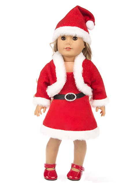 Shibaozi 18 Inch Christmas Doll Outfit Dress Clothes With Hat Accessories Lot For American Girl