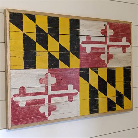 Hand Painted Maryland Flag Wood Wall Decor Dogwood Creations