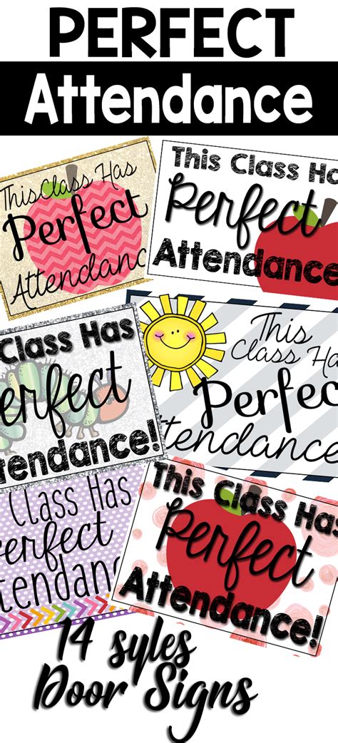 Perfect Attendance Door Signs For Classrooms Perfect Attendance