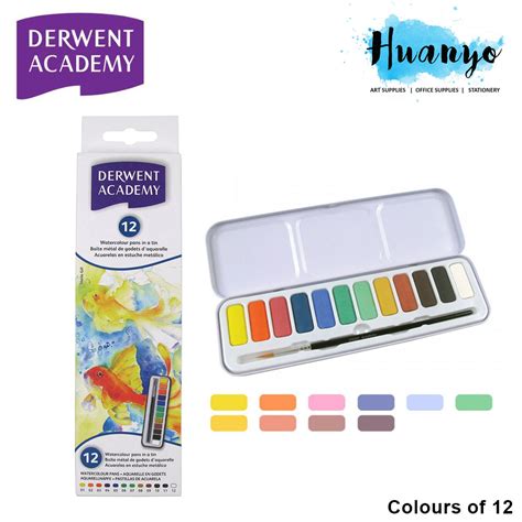 Derwent Academy Watercolour Paint Pan Set Of 12