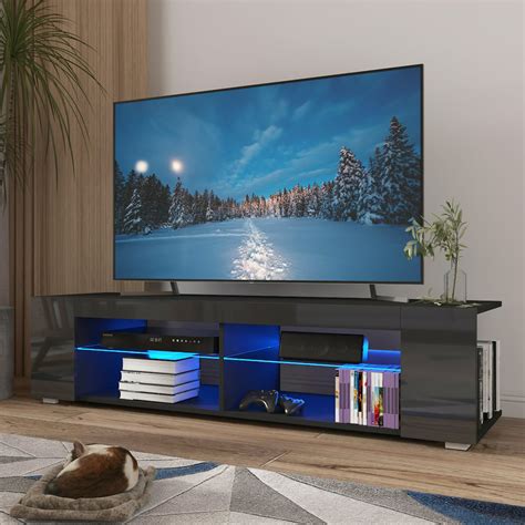 White Tv Stand For 65 Inch Tv Entertainment Center With Remote Led