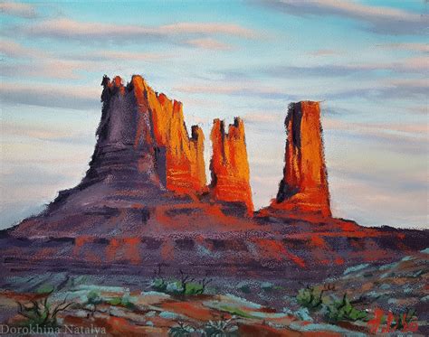 Sedona Mountain Artwork Arizona Desert Painting Original Soft Etsy