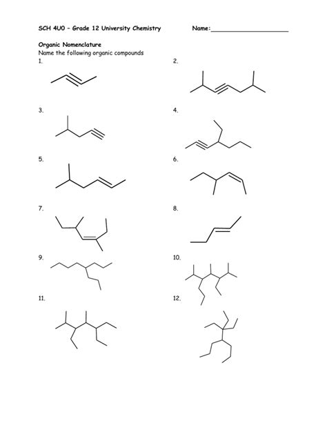 Alkane Alkene Alkyne Worksheet