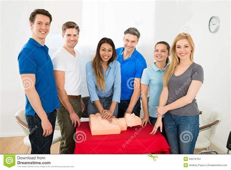 Resuscitation Training Using First Aid Dummy Stock Photo Image Of