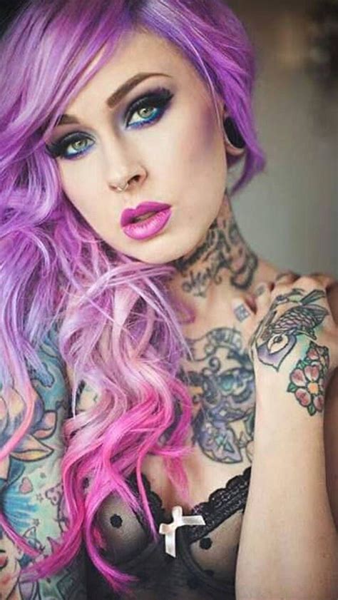 purple hair and tats
