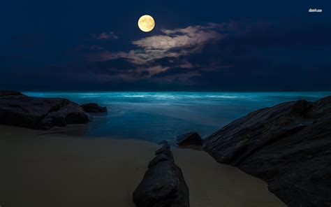 Moon Over Ocean Wallpaper Wallpapersafari