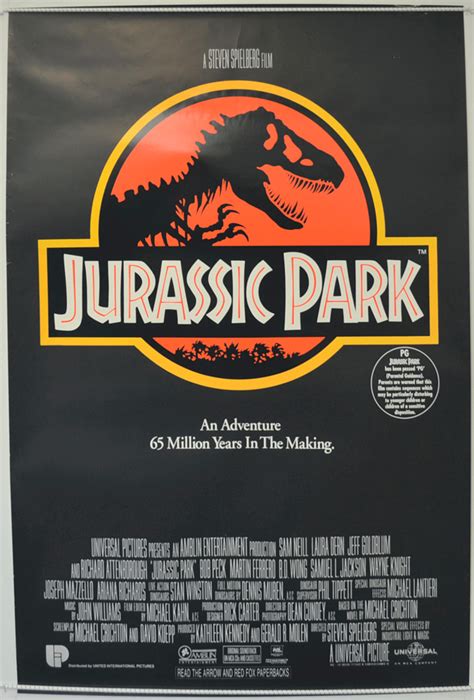 Jurassic Park Original Cinema Movie Poster From
