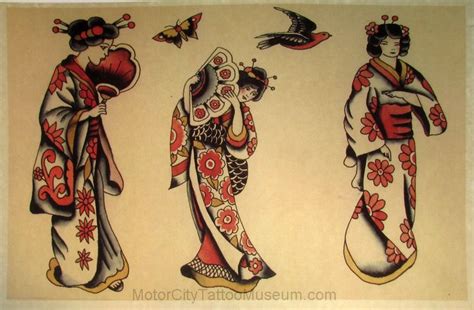 Traditional Geisha Tattoo Flash