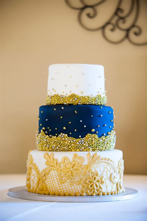 Navy Blue And Gold Wedding Cake Wedingq