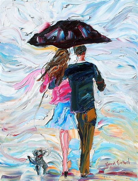 Custom Original Oil Painting Commission Rainy Romance Couple Etsy In