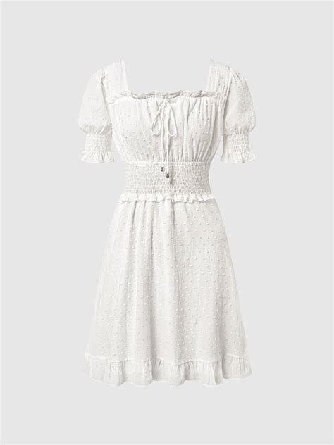Elegant Square Neck Cotton Blends Backless Dress Dresses Koandaily