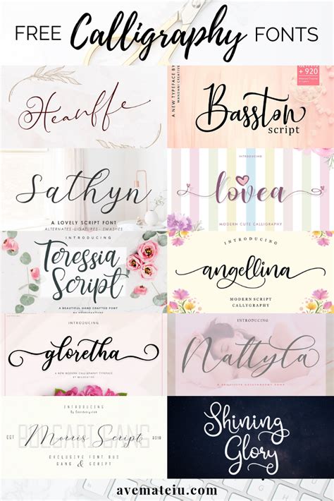 10 New Free Beautiful Calligraphy Fonts Ave Mateiu