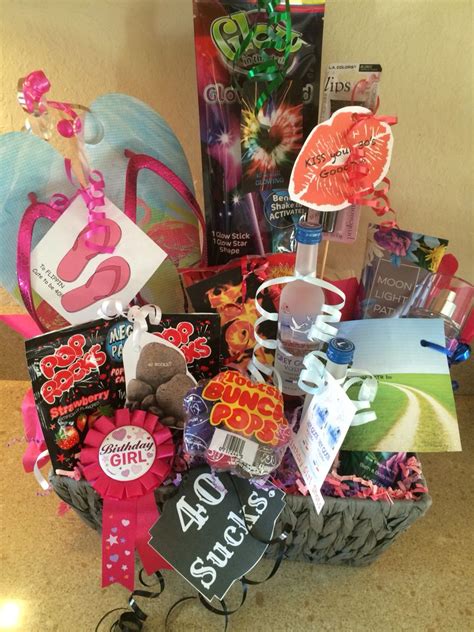 New experience for a girlfriend that loves cheese. 40th birthday gift/AMM2016 *Flip-flops - to Flippin cute to be 40 * pop rock candy-40 rocks * t ...
