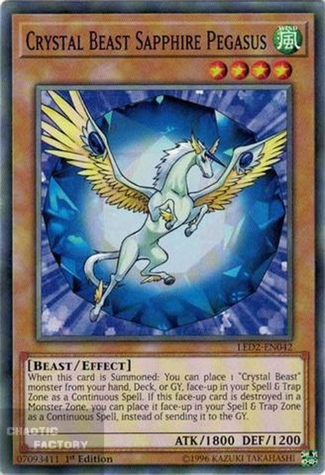 Yugioh Led2 En042 Crystal Beast Sapphire Pegasus Common 1st Edition X3